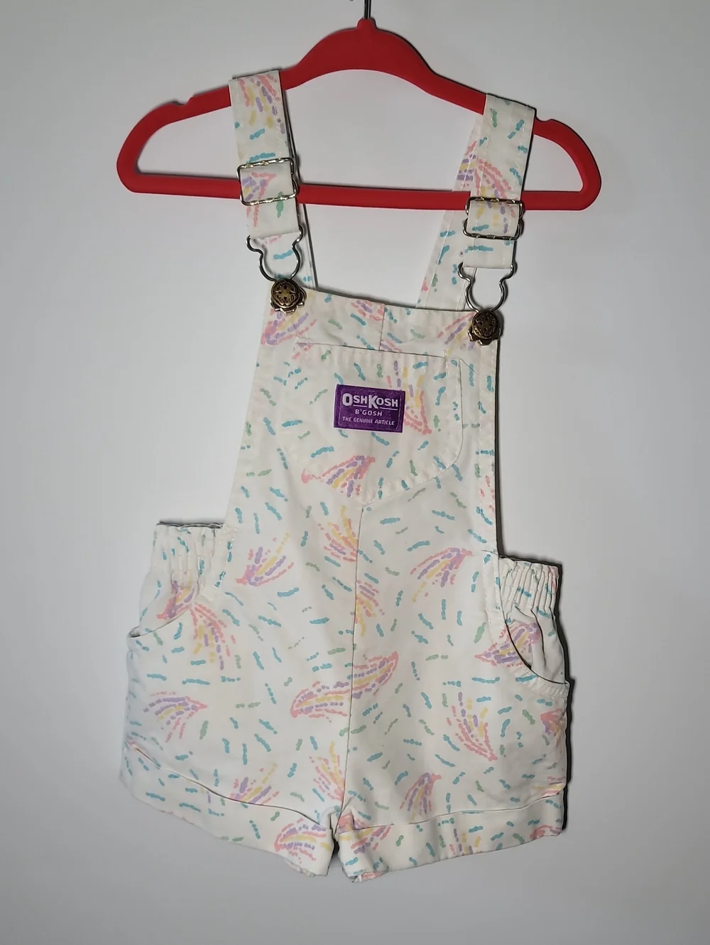 OshKosh B'gosh Cream Multicolor Printed Short Overalls